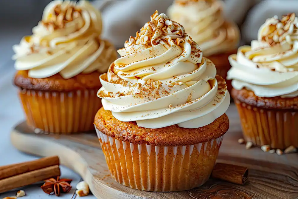 Jogue Jan. 2025Dessert-Inspired Flavors Take Over “Better-for-You” Products Close-up photo of decorative frosted cupcakes.